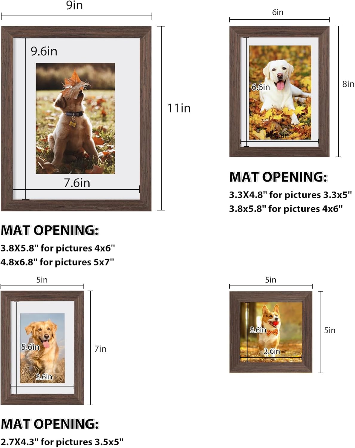Egofine Picture Frame Set 12 Pack, Picture Frames Collage Wall Decor with Two 11x14, Two 8x10, Four 5x7, Four 4x6 for Wall and Tabletop, Made of Solid Wood, Covered by Plexiglass, Natural Wood