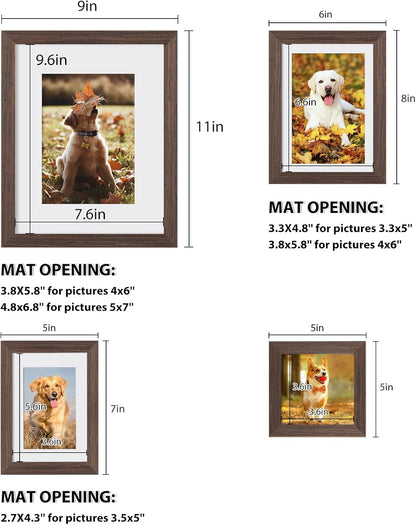 Egofine Picture Frame Set 12 Pack, Picture Frames Collage Wall Decor with Two 11x14, Two 8x10, Four 5x7, Four 4x6 for Wall and Tabletop, Made of Solid Wood, Covered by Plexiglass, Natural Wood
