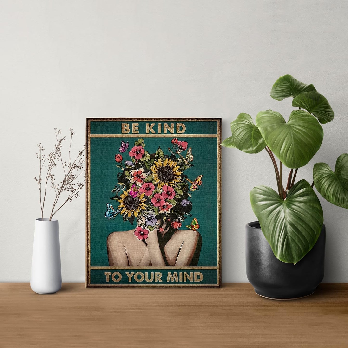 DIHSIEG 12x16 Canvas Wall Art funny bathroom wall art Print Poster Vintage Poster Frameless Floral Can be hung on the Wall Heal Your Heart poster Wall Art Canvas