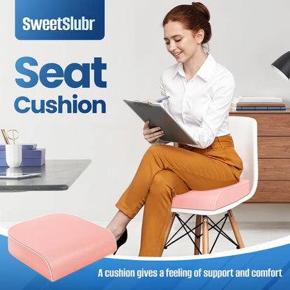 SweetSlubr Seat Cushion for Tailbone Pain Relief, Office Chair Cushion, Memory Foam Large Cushion with Non-Slip Cover for Soft Support at Office Chair, Car Seat, Airplane, Floor Pillow, Black/Large
