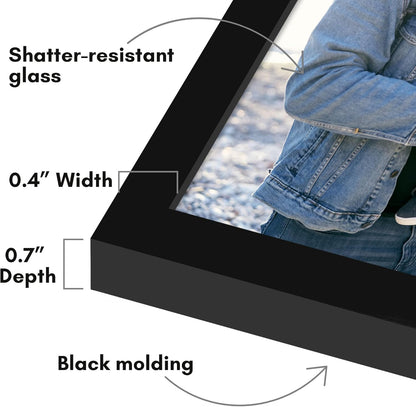 Americanflat 24x36 Poster Frame with Polished Plexiglass - Streamline Collection - Thin Border Picture Frame for Wall Display - Hanging Hardware Included - Black - Colors D