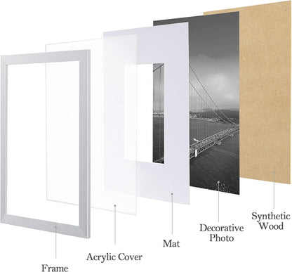 eletecpro 12x12 Picture Frames Set of 9 with Clear Acrylic Cover, Display 8x8 Photos with Mat or 12x12 Without, Classic and Sturdy Square Collage Gallery Wall Decor, Easy Wall Mount, Black