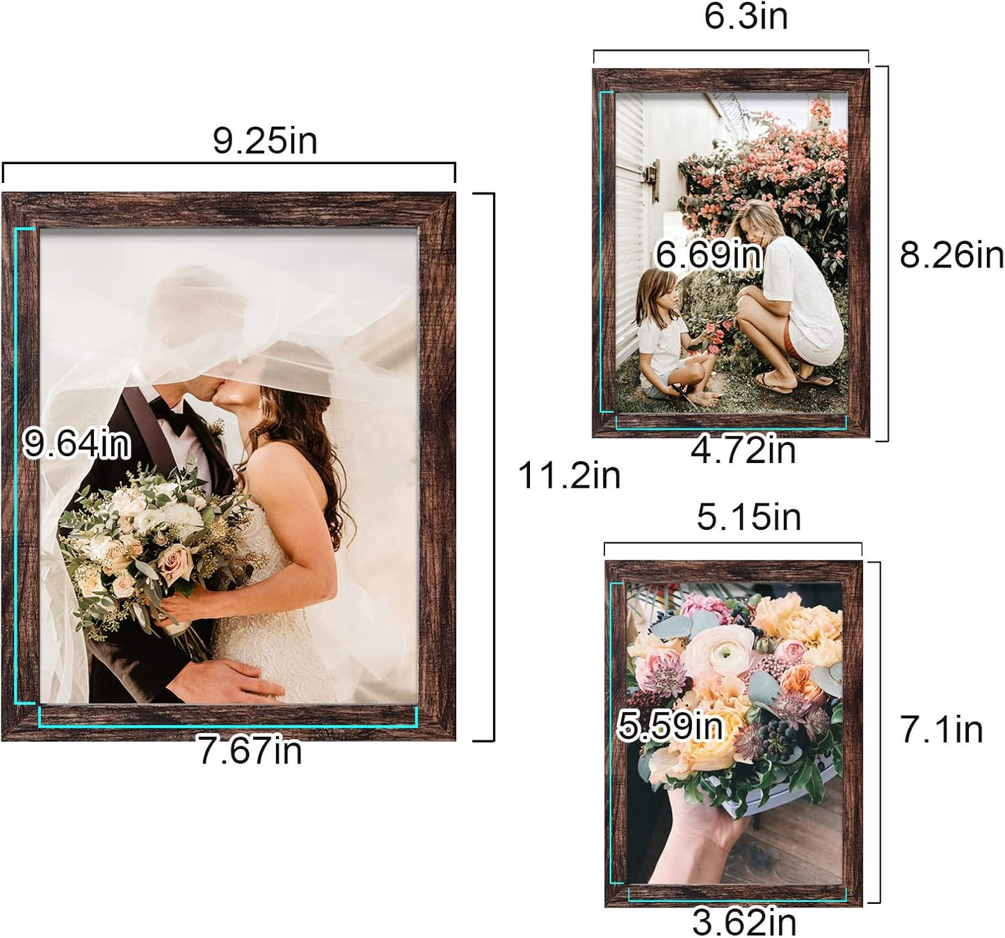 LUCKYLIFE Picture Frames Collage Wall Decor 10-Pack, Gallery Wall Frame Set with 8x10 5x7 4x6 Frames in 3 Different Finishes