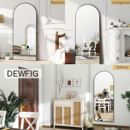 Dewfig Arched Full Length Mirror, 76"x34" Large Floor Mirror, Full Body Mirrors for Leaning or Hanging, Standing Mirrors for Bedroom, Living Room,Dressing Room, Aluminum Alloy Frame, Black