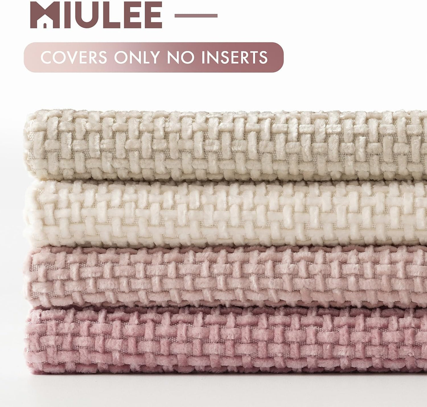 MIULEE Pack of 4 Couch Throw Pillow Covers 18x18 Inch Neutral Soft Decorative Chenille Pillow Covers Farmhouse Boho Cushion Covers for Mid Century Modern Spring Home Decor Sofa Bedroom Living Room