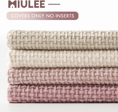 MIULEE Pack of 4 Couch Throw Pillow Covers 18x18 Inch Neutral Soft Decorative Chenille Pillow Covers Farmhouse Boho Cushion Covers for Mid Century Modern Spring Home Decor Sofa Bedroom Living Room