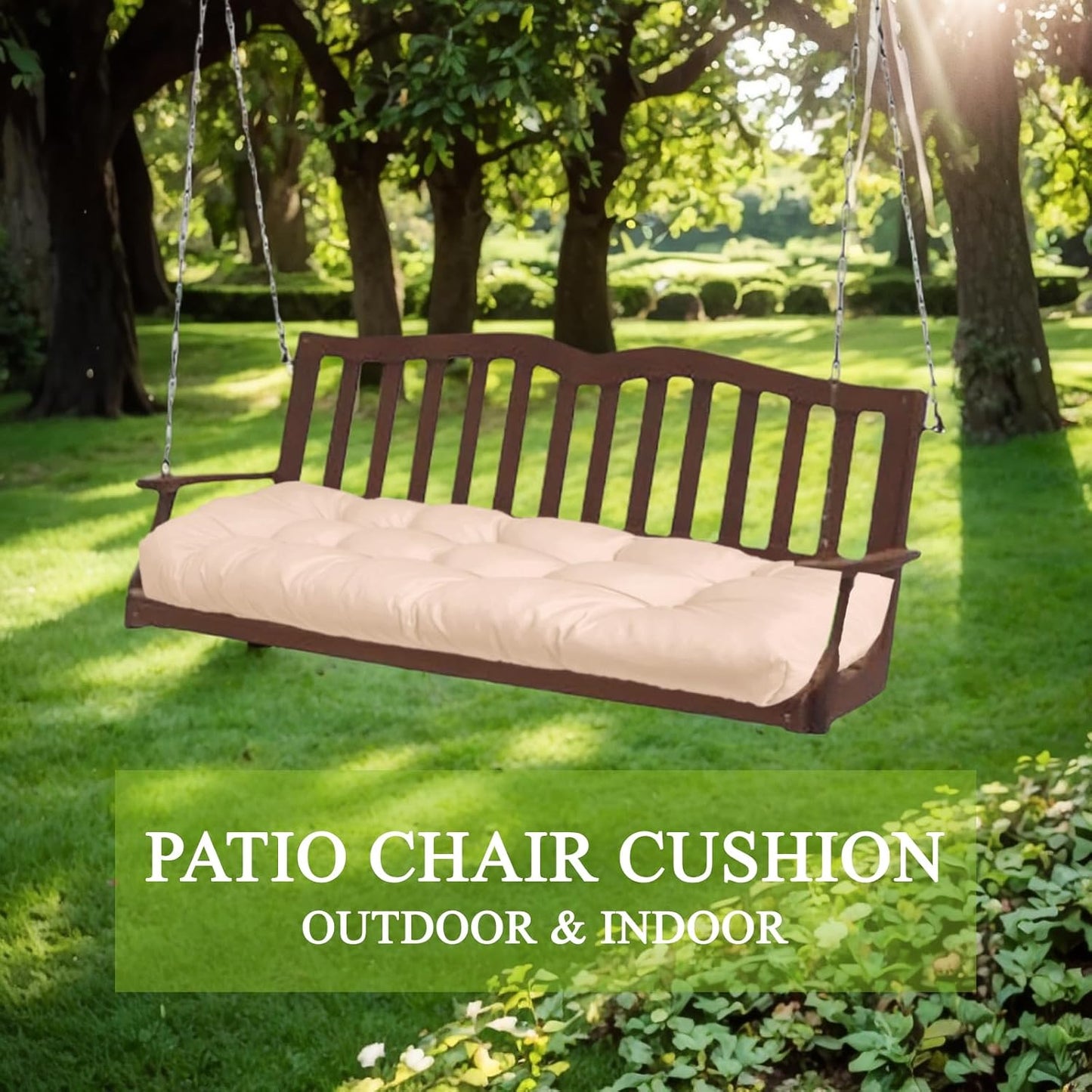 MTMR Outdoor Bench Cushion-44X19 Water-Repellent Tufted Porch Swing Cushions with High Elasticity PP Cotton and Ties Fade-Resistant Patio Outdoor Chair Cushion for Bench Furniture, Indoor Seat Cushion