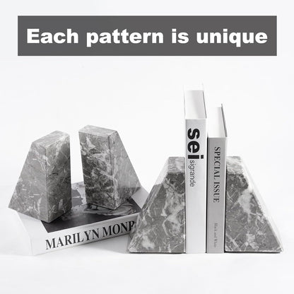 Karibiber Travertine Bookends for Heavy Books, Marble Decorative Bookends for Shelves, Heavy-Duty Stone Book Ends for Hardback Book & Cookbooks, Unique Book Stopper & Holder, Travertino Italy