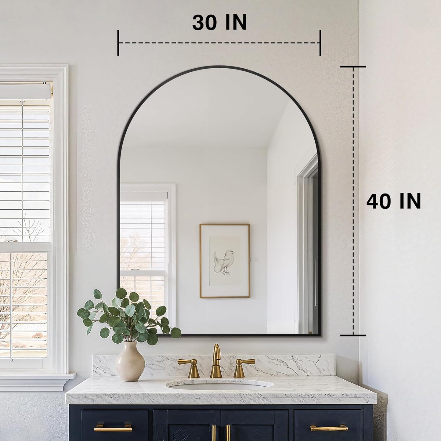 FICTOR Bathroom Mirror for Wall, Arched Vanity Bathroom Mirror for Over Sink, Metal Framed with HD Shatter-Proof Glass for Entryway, Living Room,Bedroom(2 Pack 24” x 36”, Black)