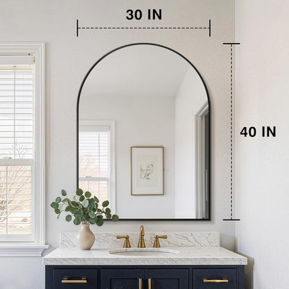 FICTOR Bathroom Mirror for Wall, Arched Vanity Bathroom Mirror for Over Sink, Metal Framed with HD Shatter-Proof Glass for Entryway, Living Room,Bedroom(2 Pack 24” x 36”, Black)