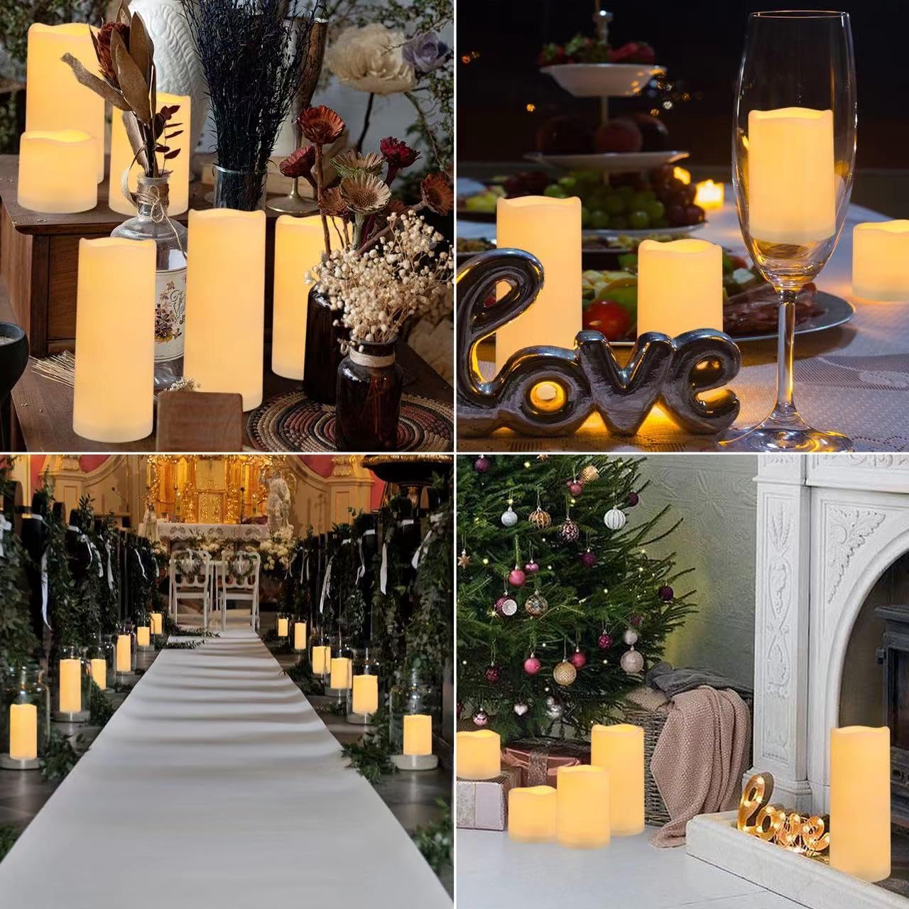 Enpornk Set of 24 Flameless Led Battery Opeated (D2.2'' x H4''5''6'') Waterproof Outdoor Indoor Candles with 10-Key Remotes and Cycling 24 Hours Timer