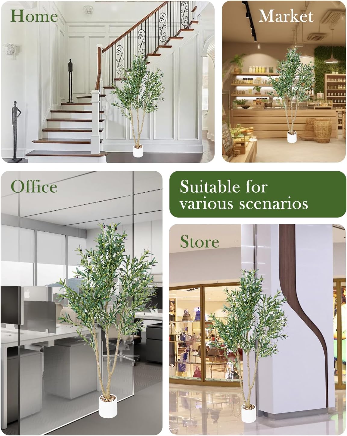 Olive Tree 6FT Fake Tree Faux Plants Indoor with Pot Artificial Tree Nearly Natural Olive Branches and Fruits for Living Room Home Office Decorations