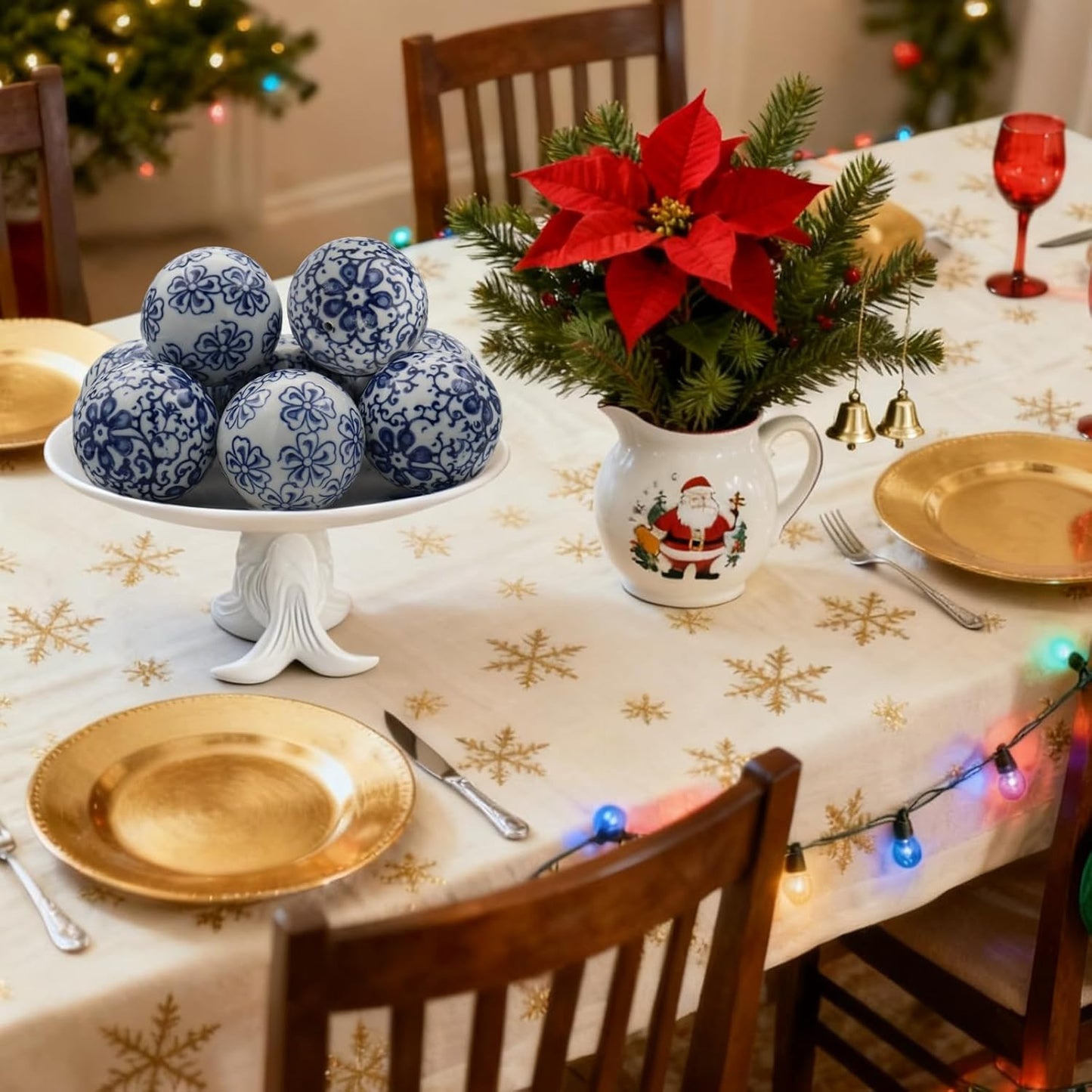 6 Pcs Decorative Blue Balls Chinoiserie Blue and White Ceramic Balls for Centerpiece Bowls Farmhouse Basket Tray Vases Decoration Gifts for Dining Table Holiday(A)