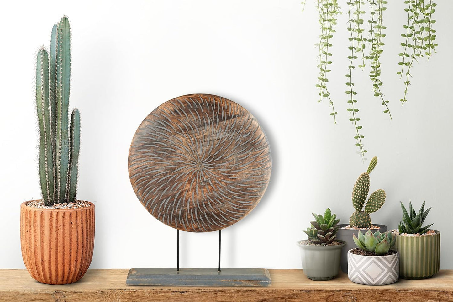 Housewarming Gifts Farmhouse Table Sculpture Home Decor Statue Mandala Carved for Modern Home 10" x 14", Living Room, Fireplace Mantel Shelf, Table and Entryway Decor Stand (Design 1)