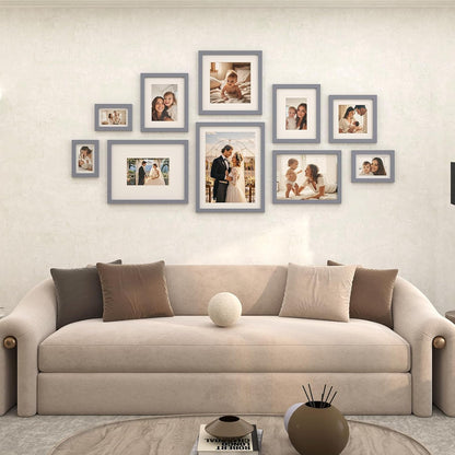 Egofine 12x16 Picture Frame Black, Covered by Plexiglass Made of Solid Wood, Display Pictures 9x12 and 11x14 with Mat or 12x16 Without Mat, for Wall Mounting Photo Frame - Colors B