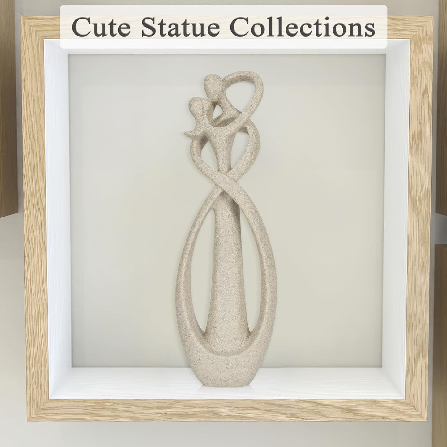 Trycooling Kissing Lovers Statue Abstract Sculpture Resin Statues for Home Decor Modern Home Office Desktop Shelf Bookshelf Decor (Sandstone, Small)