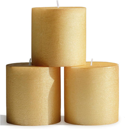 CANDWAX 3x4 inch Pillar Candles Set of 3 – Unscented Dripless Rustic Dark Blue Candles for Room Decor, Weddings, Centerpieces