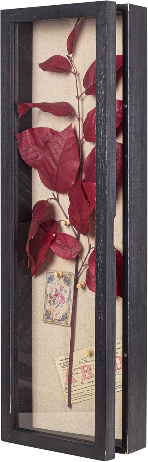 Freezing point Shadow Box Frame 8x8 Shadow Boxes Display Case with Linen Back Memorabilia Awards Medals Bouquet Photos Picture Badge Wedding Memory Box for Keepsakes Carbonized Small Pin Board