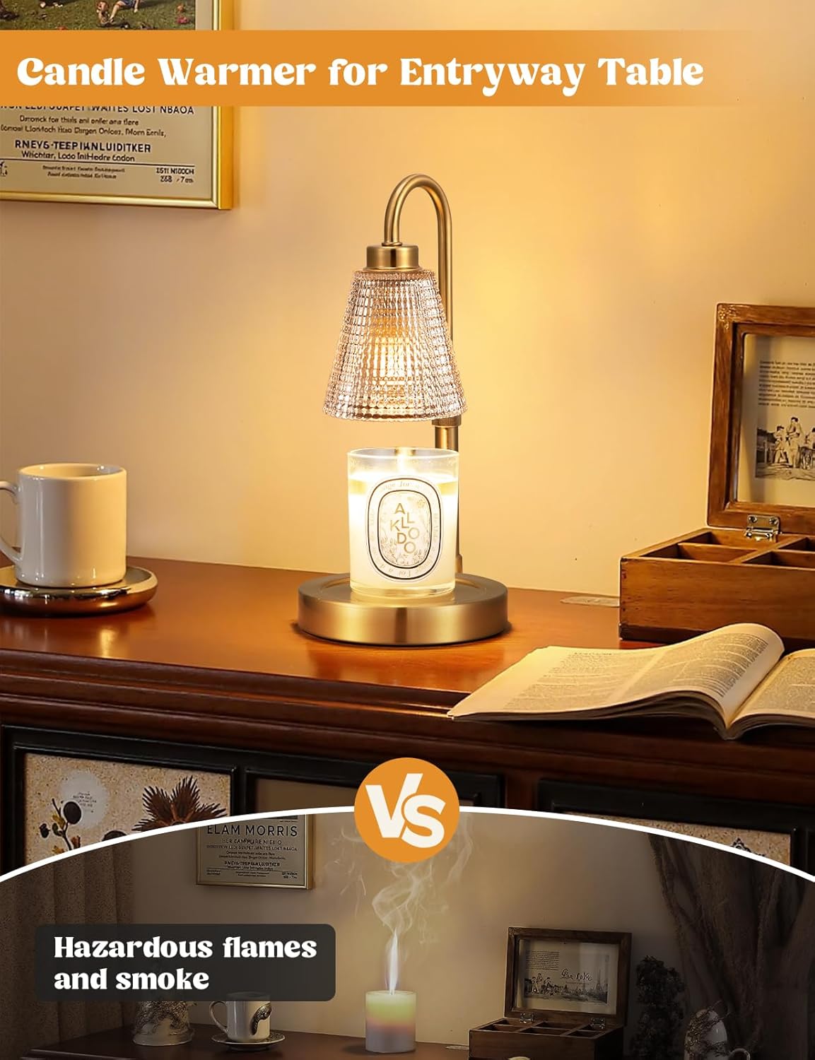 Innqoo Candle Warmer Lamp with Timer, Dimmable Candle Warmer for Jar Candles, Height Adjustable Wax Melts Warmer, Birthday Gifts for Women Mom, House Warming Gifts New Home Decor