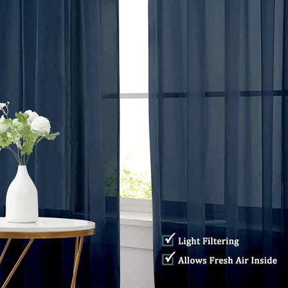 Chyhomenyc Sheer White Valances for Windows 2 Pack, Small Window Curtains for Living Room Bathroom Cafe Laundry Basement, Modern Top Dual Rod Pocket Voile Curtain, 42W x 14L inches, White - Colors B