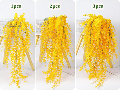 RECUTMS Artificial Hanging Plants Fake Hanging Plant Faux Eucalyptus Leaf Greenery Vine Outdoor UV Resistant Plastic Plants Home Garden Wedding Party Indoor Outdoor Decorations(White)