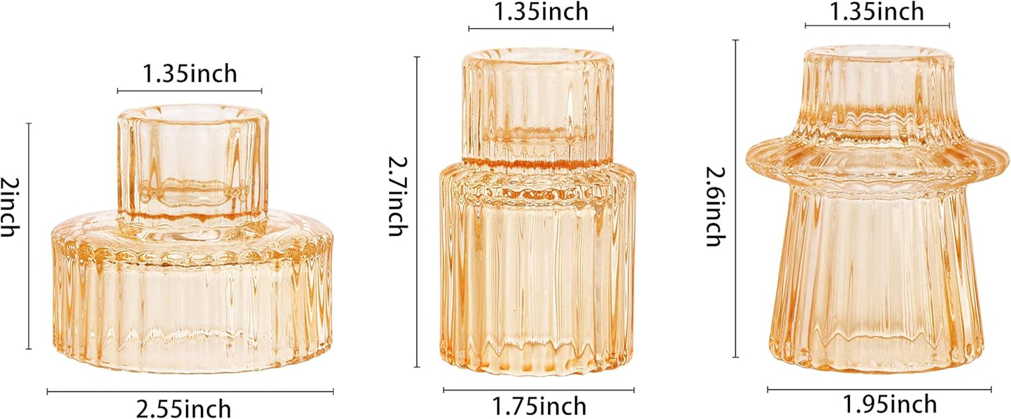 Vixdonos Taper Glass Candlestick Holders Tealight Candle Holders for Table Centerpieces, Wedding Decor and Dinner Party (6 Pcs, Green)