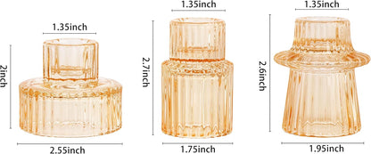 Vixdonos Taper Glass Candlestick Holders Tealight Candle Holders for Table Centerpieces, Wedding Decor and Dinner Party (6 Pcs, Green)