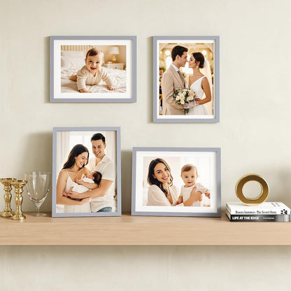 Egofine 12x16 Picture Frame Black, Covered by Plexiglass Made of Solid Wood, Display Pictures 9x12 and 11x14 with Mat or 12x16 Without Mat, for Wall Mounting Photo Frame - Colors A
