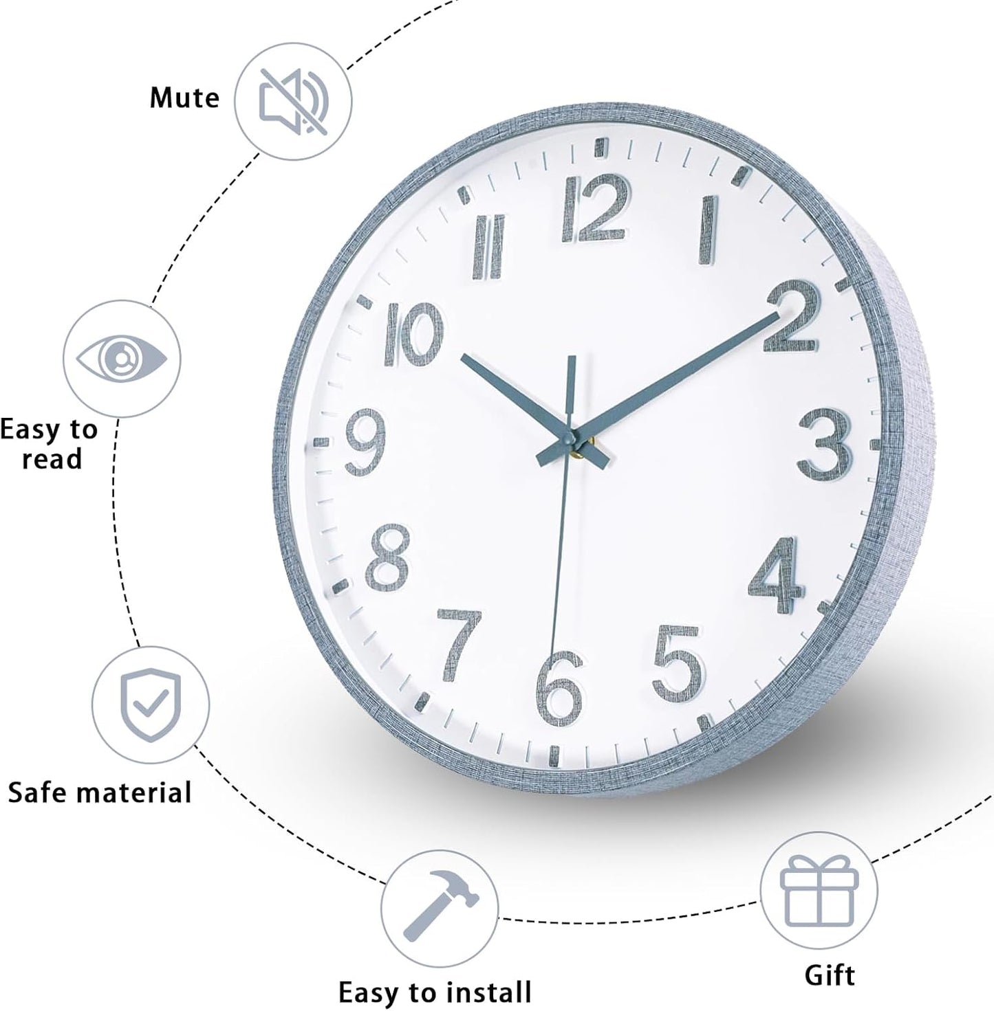 Wall Clocks Battery Operated 8 inch Modern Wall Clock,Silent Non Ticking Wall Clock for Living Room Bedroom Kitchen Office Classroom Decor (Green White)