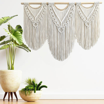 RUIZHIXUAN large macrame wall hanging - Boho Tapestry Macrame Wall Decor Art- Chic Bohemian Handmade Woven Tapestry Home Decoration for Bedroom Living Room Apartment Dorm Gallery - 43"x32" (Bead)