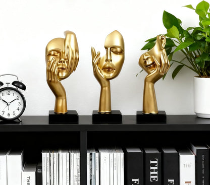 3 Pcs Thinker Statue,Modern Home Resin Sculptures,Collectible Figurines for Home Office Bookshelf Desktop Decor(Black)