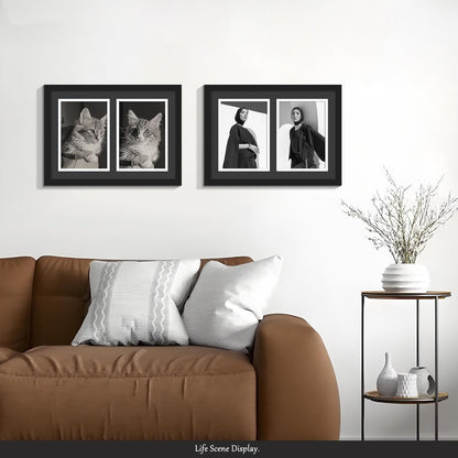 DUENPY 14x26 Collage Picture Frame 4x6 Collage Picture Frame Displays Twelve 4x6 inch Photos Available Horizontal Wall Mounting Display and Vertical Black - Colors A