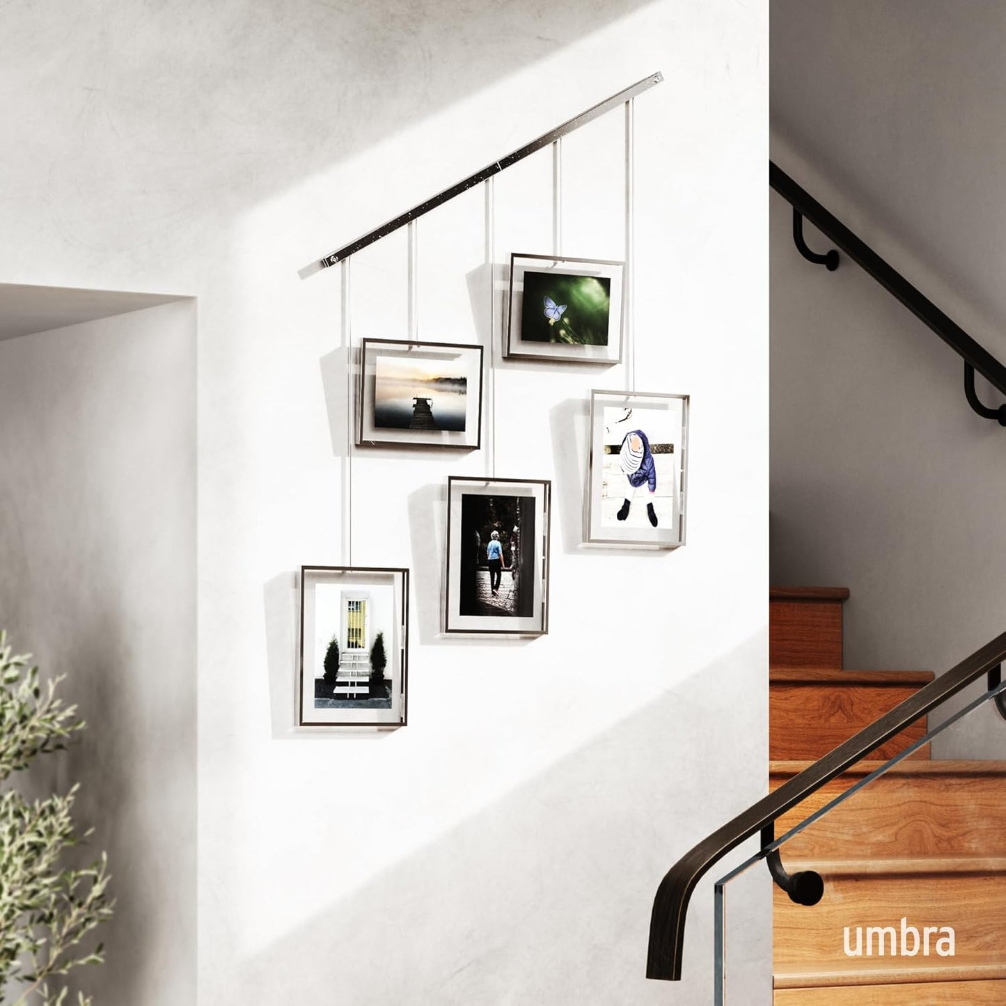 Umbra Exhibit Picture Frame Gallery Set, Adjustable Wall Collage Displays Nine Photos (Four 5x7" and Five 8x10"), Set of 9, Black