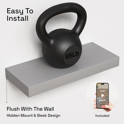 BAOBAB WORKSHOP Wood Floating Shelves for Wall Mounted, 16 inch Walnut Floating Shelf for Bathroom, Solid Wooden Wall Shelves for Kitchen Bedroom Farmhouse, Walnut Finish, 16 x 6.7, Set of 2
