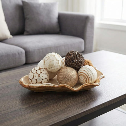 6pcs Decorative Balls for Bowl Centerpiece, 2.4 Inch Orbs Spheres Decor Balls Rattan Wicker Balls for Bowl Fillers, DIY Home Vase Table Decor
