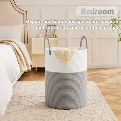 Artfeel Laundry Basket,Woven Cotton Rope Laundry Hamper,60L for Decor Storage of Dirty Clothes,Toys and Blankets in Bathroom,Baby Room and Living Room