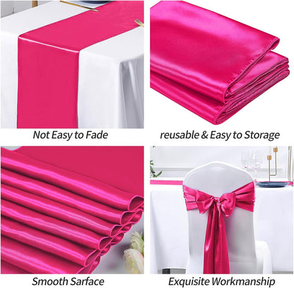 SiinvdaBZX 4 Pcs Royal Blue Satin Table Runner 12 x 108 inches Long, Bright Smooth Satin Wedding Table Runner Decorations for Birthday Parties, Buffet, Banquets, Graduations, Engagements