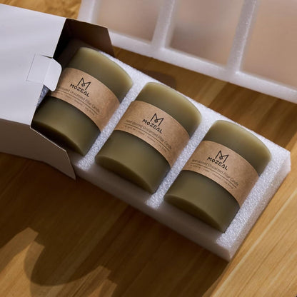 MOZEAL 3" x 4" Hand-Poured Unscented Candle,Dripless Pillar Candle Set of 3,Long Clean Burning,Approx 72 Hours Burn Time,Rustic Country Style,Wedding,Dinner,Christmas and Home Decor,White