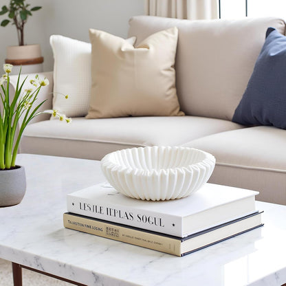 Braxio White Decorative Bowl with Sand Finish - Key Holder Bowl for Entryway Table, Modern Fruit Bowl for Kitchen Counter, Centerpiece Catch-All Bowl 10.5 x 10 x 5.5 Inch