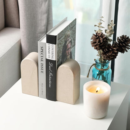 Koville African Natural Marble Bookends for Shelves, Non-Slip Book Ends, 13LBS Ultra Heavy Duty Marble Book Holder Organizer, Apartment Decor for Movies/CD/Video Games(Namib Fantasy)
