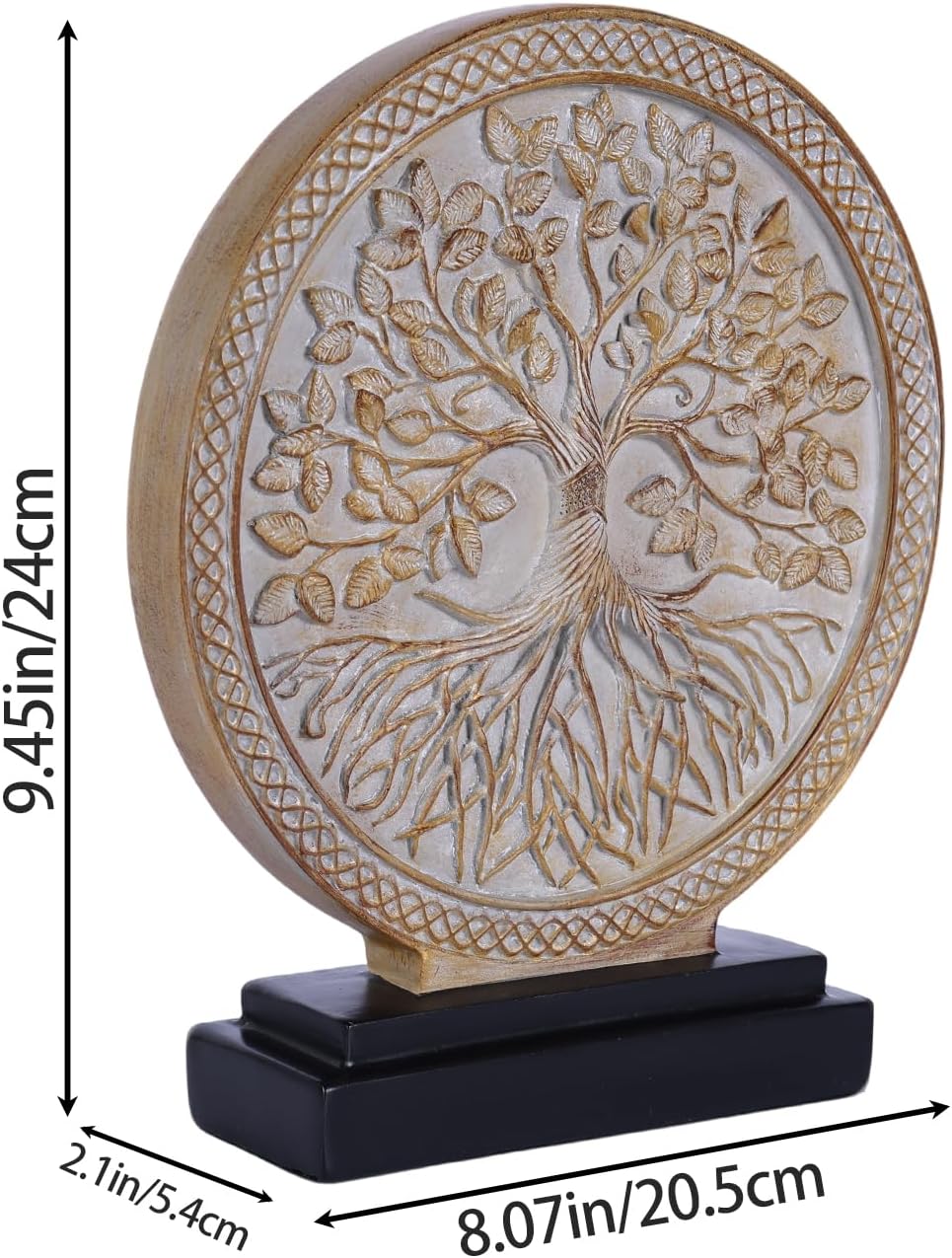 DOVDOV Abstract Circular Tree of Life Decorative Sculpture, Black and Gold Home Decor, Modern Art Home Accent Suitable for Office Shelves, Coffee Tables, and Above Cabinet Decorative Statue.