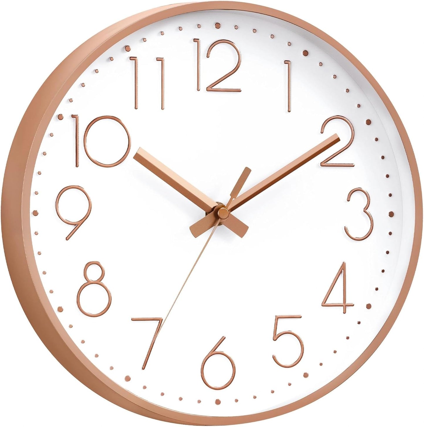 DAXSMY Wall Clock - 8 Inch Silent Non-Ticking Modern 3D Wall Clocks Battery Operated - Decorative Clock for Kitchen, Home Office, Bathroom, Bedroom(Rose Gold)