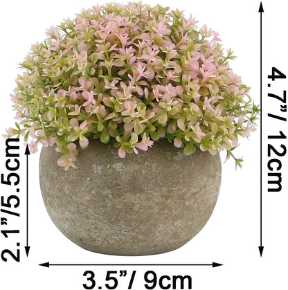 Ogrmar Mini Plastic Faux Plants in Pot/Small Topiary Shrubs Fake Greenery for Bathroom, House Decorations (Green Grass)