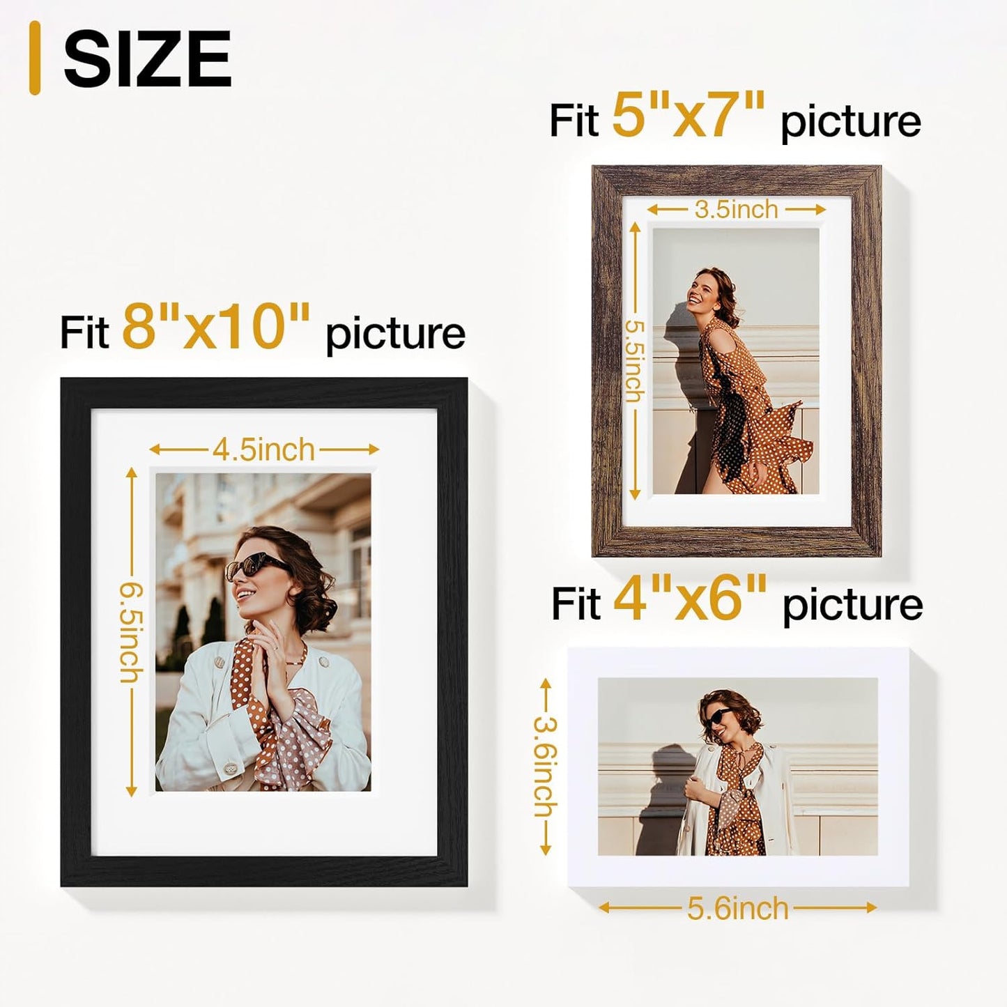 Vittanly 20 Pack Picture Frames Collage Wall Decor, Multi Sizes Including 4pcs 8x10, 8pcs 5x7 and 8pcs 4x6 Photo Frames, Gallery Frame Set for Wall or Tabletop Display, Black, Brown and Dark Grey