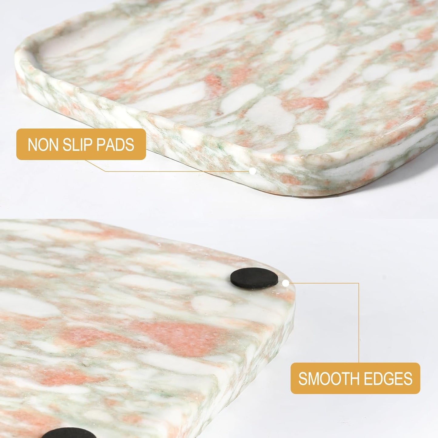 Koville Romano Travertine Tray, 12"x8" Natural Stone Vanity Tray for Countertop Bathroom Kitchen Dresser, Decorative Marble Catchall Trays for Perfume Jewelry, Rectangular Serving Tray(Beige)