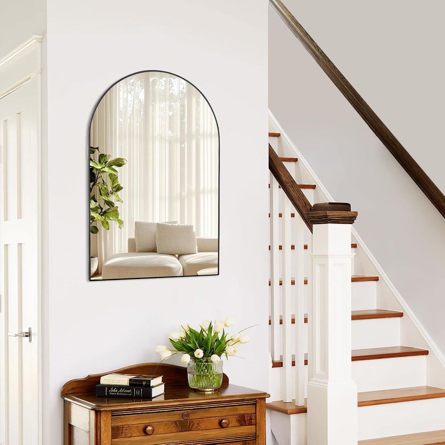 White Round Mirror 30 Inch, Circle Wall Mirrors for Bathroom, Bedroom Living Room or Entryway