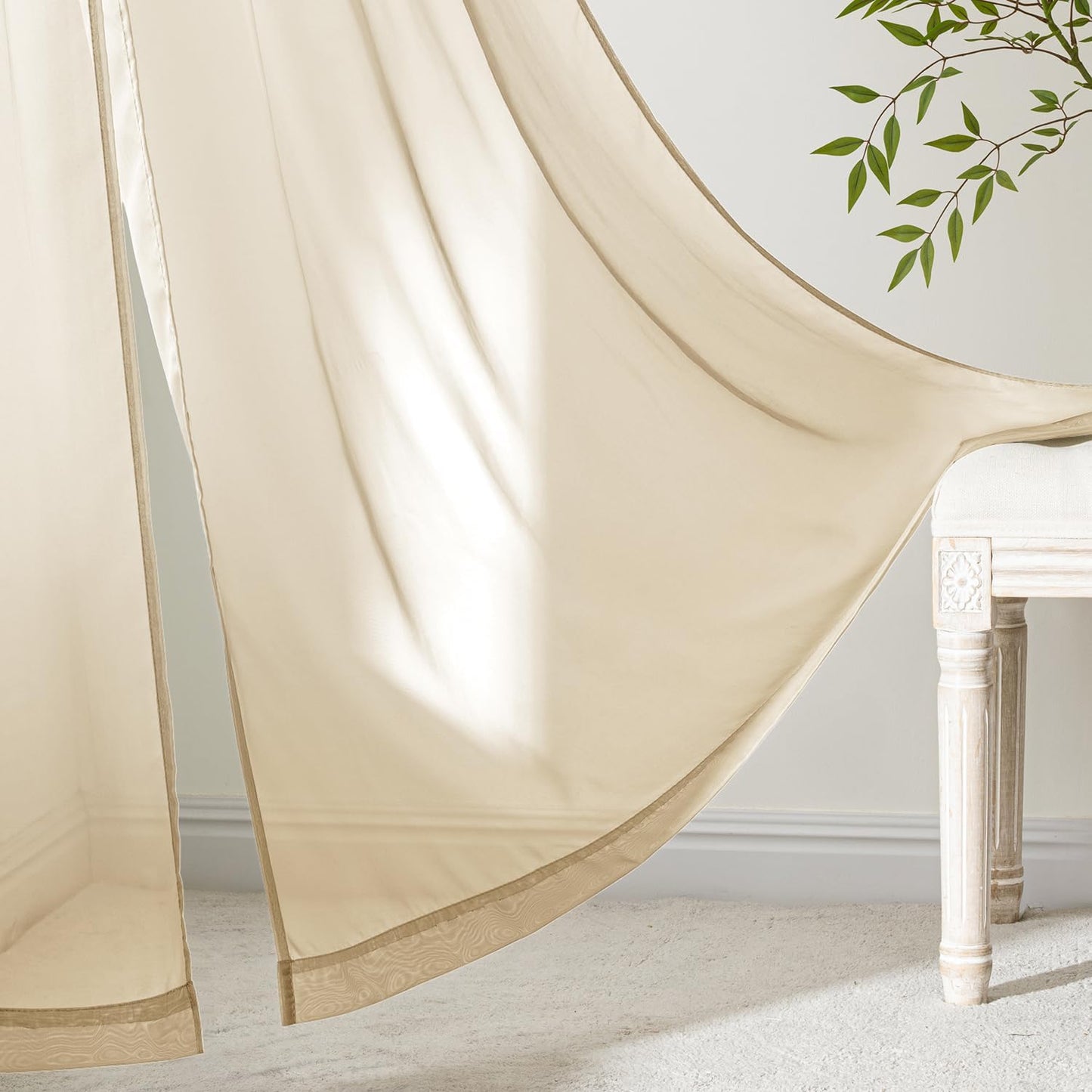 MIULEE White Sheer Curtains 84 Inches Long, 4 Panels Set, Light Filtering Rod Pocket Voile Drapes for Living Room and Bedroom, Airy Soft Fabric Window Treatments, 42 x 84 Inches