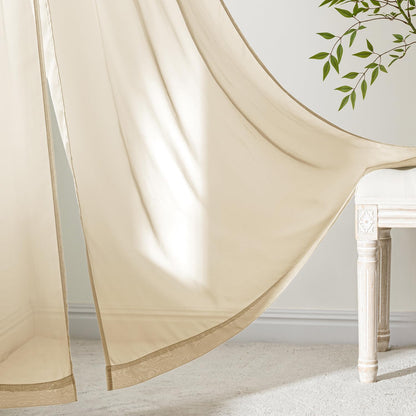 MIULEE White Sheer Curtains 84 Inches Long, 4 Panels Set, Light Filtering Rod Pocket Voile Drapes for Living Room and Bedroom, Airy Soft Fabric Window Treatments, 42 x 84 Inches