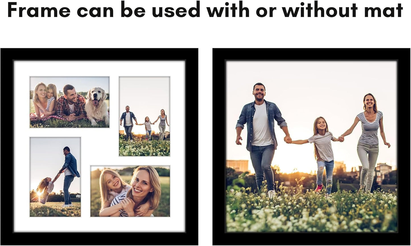 Americanflat 4x6 Collage Picture Frame with Shatter-Resistant Glass - Fits Five 4x6 Photos or Use as One 11x14 Picture Frame - Signature Collection - Collage Frames for Wall Display - Black