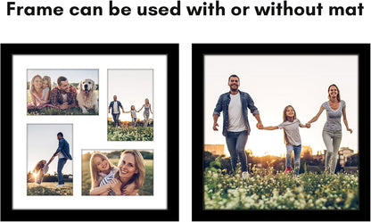 Americanflat 4x6 Collage Picture Frame with Shatter-Resistant Glass - Fits Five 4x6 Photos or Use as One 11x14 Picture Frame - Signature Collection - Collage Frames for Wall Display - Black